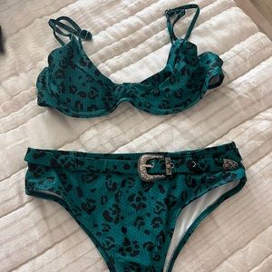 High waisted belted swimsuit